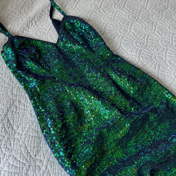 Vixen by Micheline Pitt Sequin Dress in Green and Blue - Picture 4 of 9